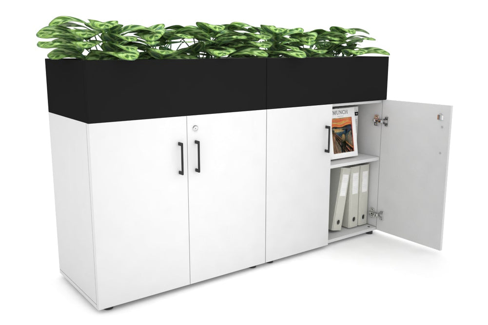 Uniform Small Storage + Planter Box [1600W x 975H x 450D]-White black black handle