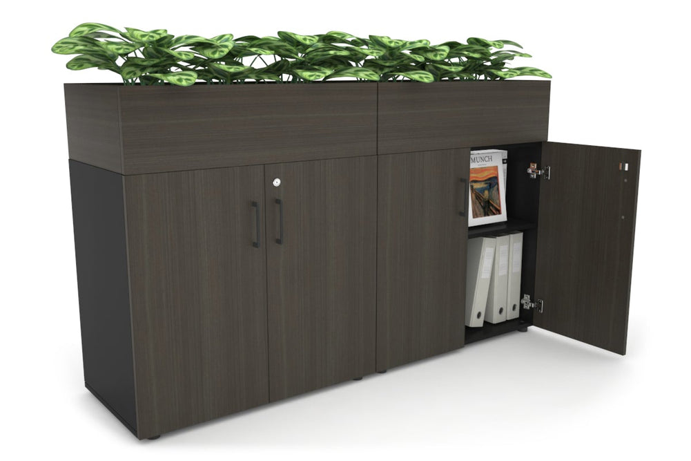 Uniform Small Storage + Planter Box [1600W x 975H x 450D]-Black dark oak black handle