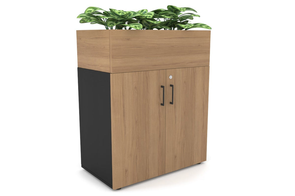Uniform Small Storage + Planter Box [800W x 975H x 450D]-Black salvage oak black handle