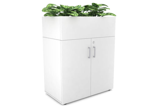 Uniform Small Storage + Planter Box [800W x 975H x 428D] Jasonl White white silver handle