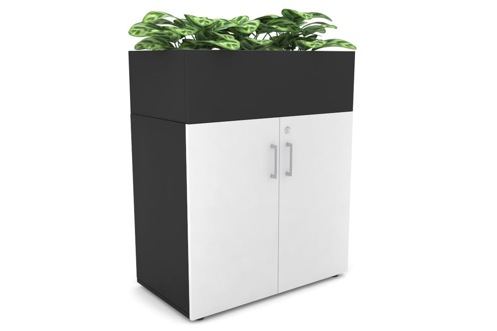 Uniform Small Storage + Planter Box [800W x 975H x 450D]-Black black silver handle