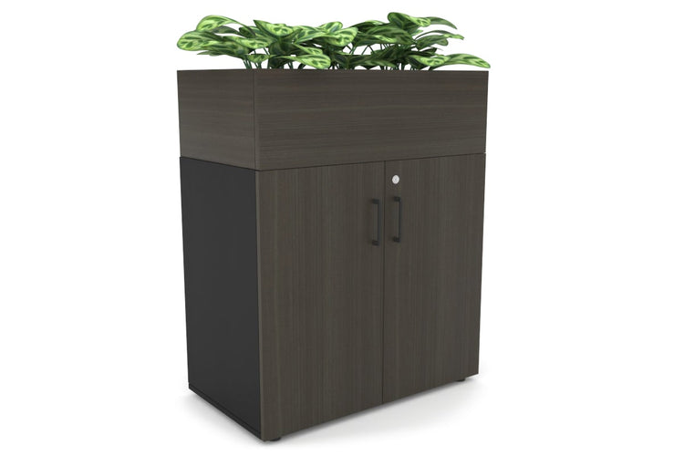 Uniform Small Storage + Planter Box [800W x 975H x 428D] Jasonl Black dark oak black handle