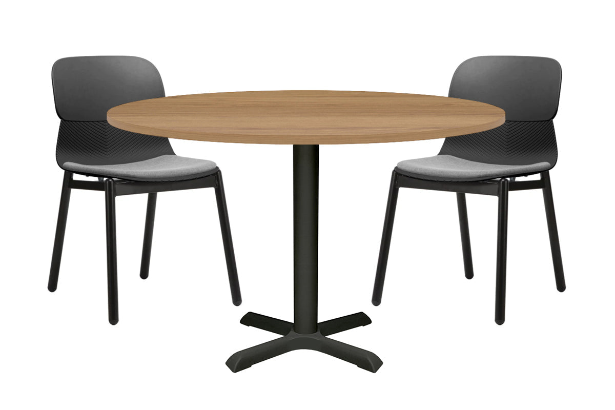 Universal Round Meeting Table [1000 mm] Jasonl Black leg salvage oak 