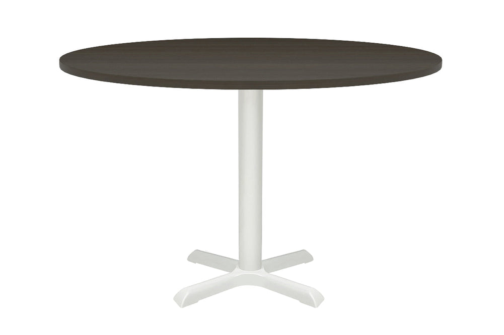 Universal Round Meeting Table [1000 mm]-White leg dark oak 