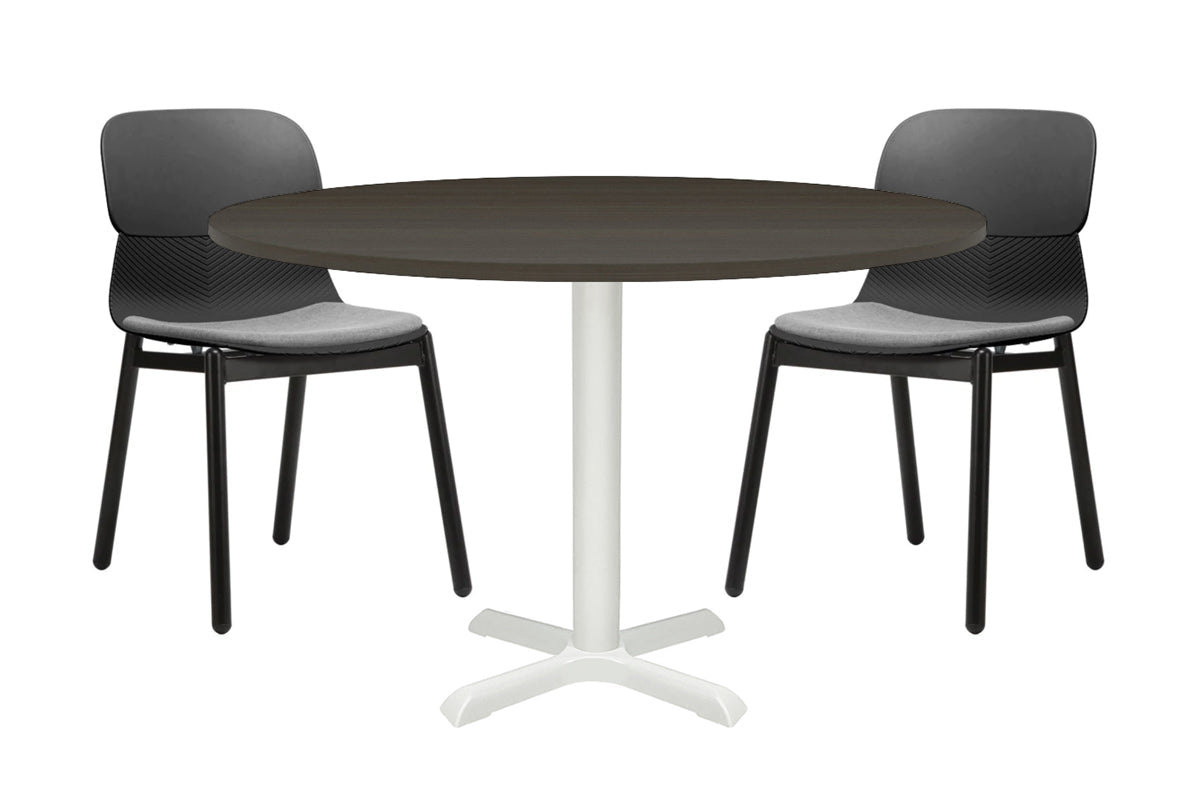 Universal Round Meeting Table [1000 mm] Jasonl White leg dark oak 