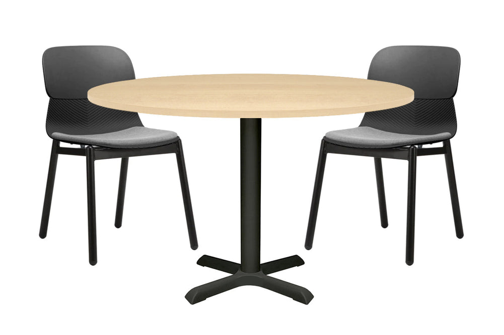 Universal Round Meeting Table [1000 mm]-Black leg maple 