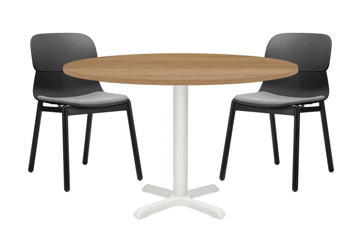Universal Round Meeting Table [1000 mm] Jasonl White leg salvage oak 