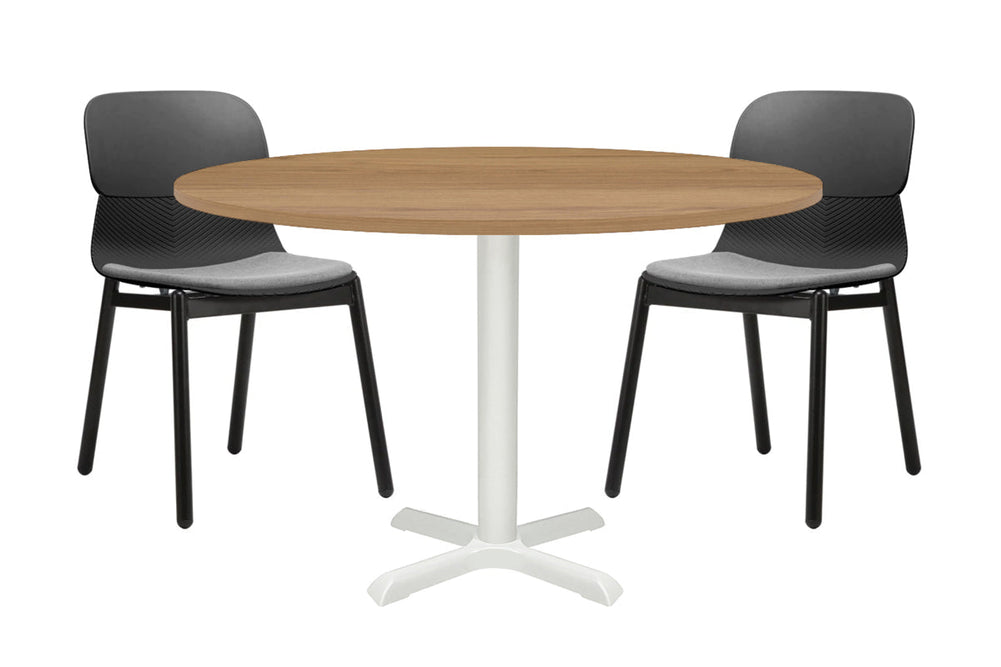 Universal Round Meeting Table [1000 mm]-White leg salvage oak 