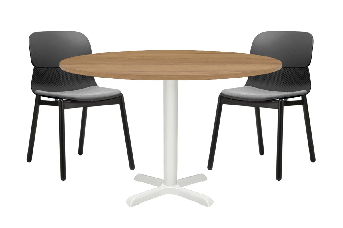 Universal Round Meeting Table [1000 mm] Jasonl White leg salvage oak 