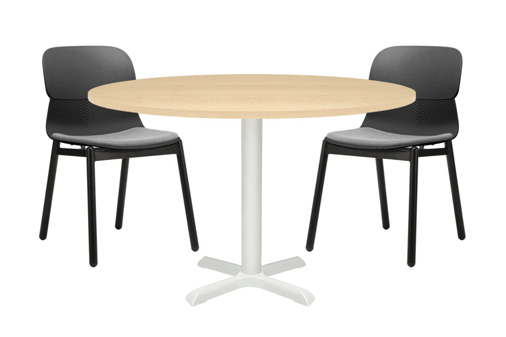 Universal Round Meeting Table [1000 mm]-White leg maple 