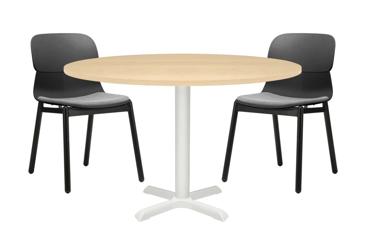 Universal Round Meeting Table [1000 mm]-White leg maple 