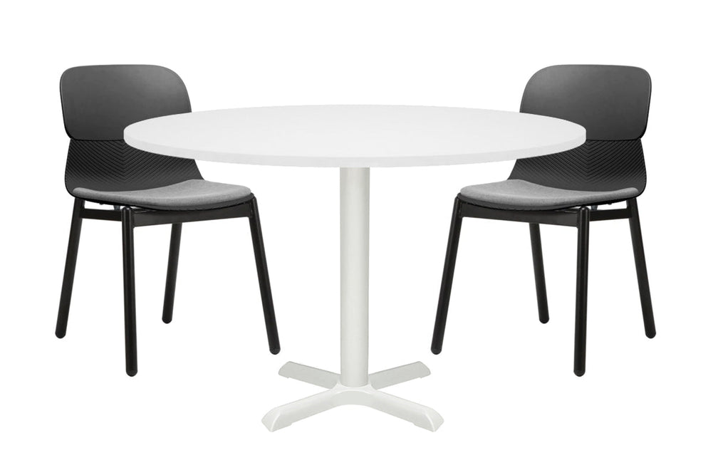 Universal Round Meeting Table [1000 mm]-White leg white 