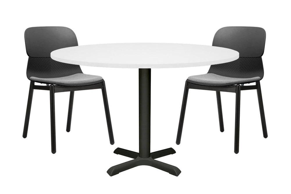 Universal Round Meeting Table [1000 mm]-Black leg white 