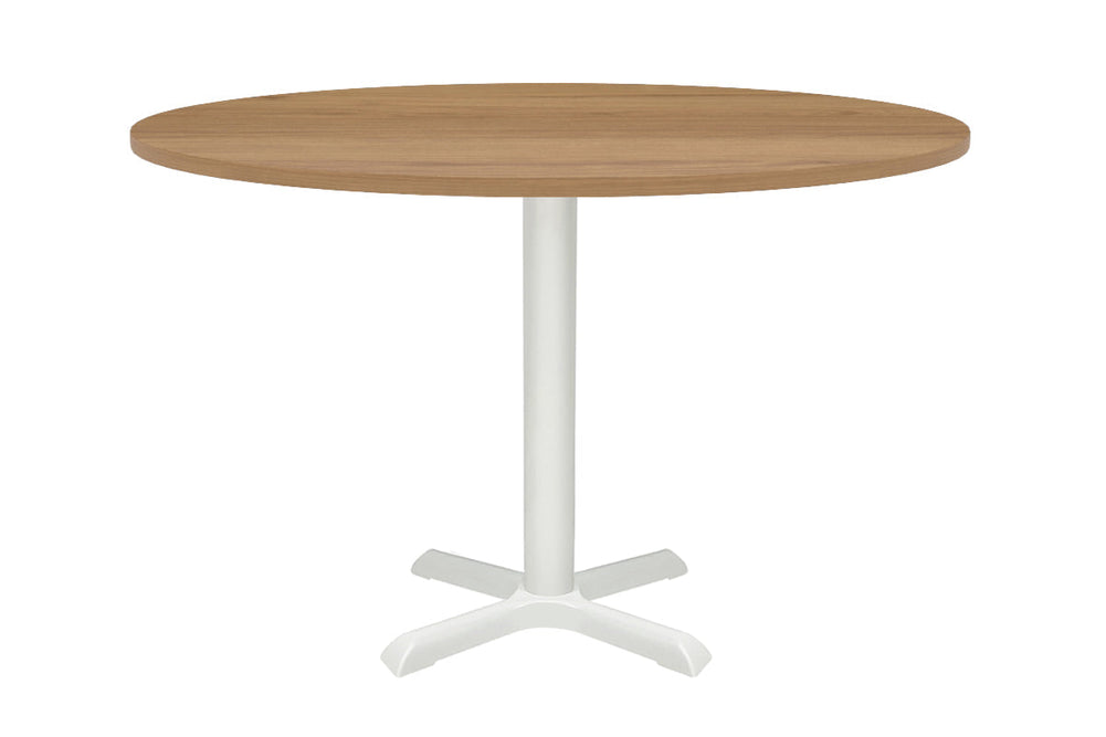 Universal Round Meeting Table [1000 mm]-White leg dark oak 