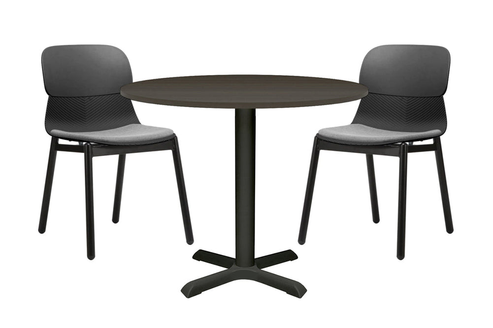 Universal Round Meeting Table [600 mm]-Black leg dark oak 
