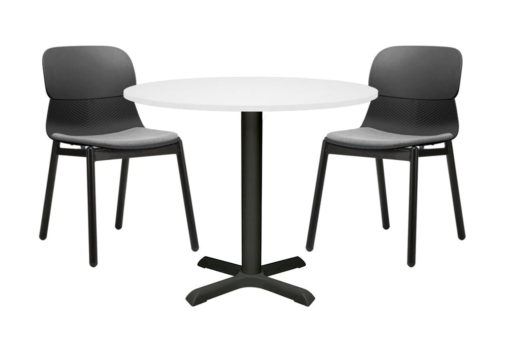 Universal Round Meeting Table [600 mm]-Black leg white 