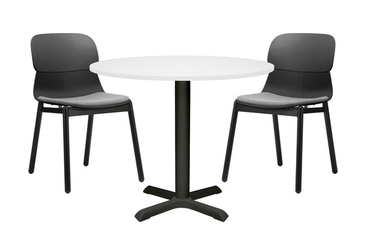Universal Round Meeting Table [600 mm] Jasonl Black leg white 