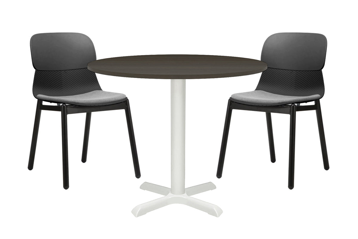 Universal Round Meeting Table [600 mm] Jasonl White leg dark oak 