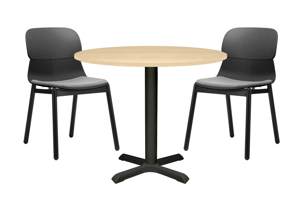 Universal Round Meeting Table [600 mm]-Black leg maple 