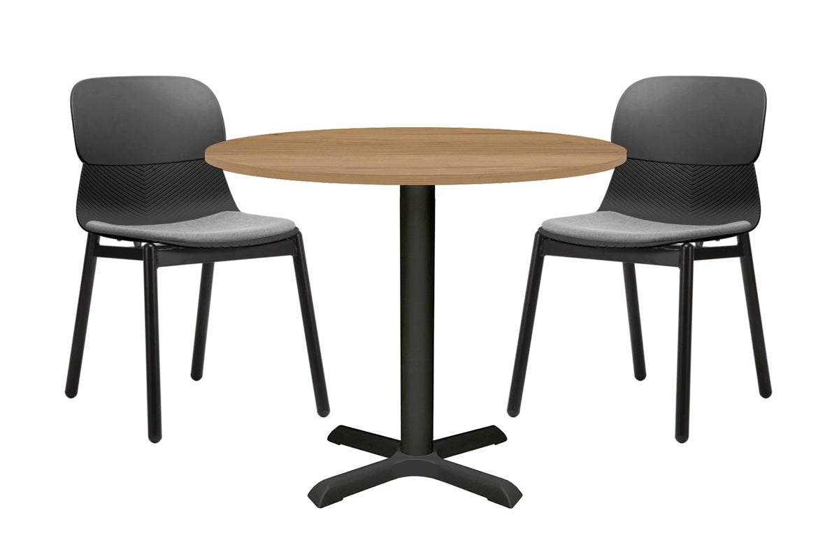 Universal Round Meeting Table [600 mm] Jasonl Black leg salvage oak 
