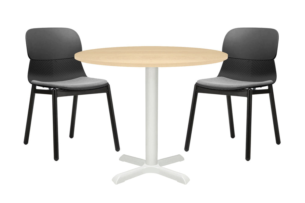 Universal Round Meeting Table [600 mm]-White leg maple 