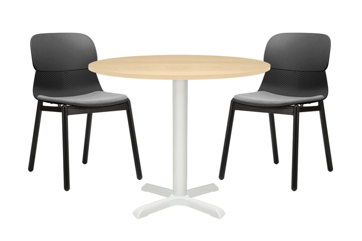 Universal Round Meeting Table [600 mm] Jasonl White leg maple 