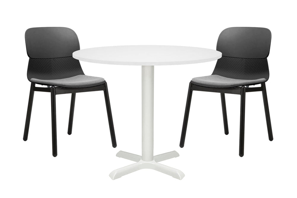 Universal Round Meeting Table [700 mm]-White leg white 