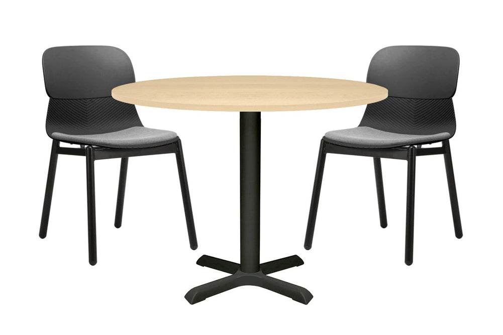 Universal Round Meeting Table [800 mm]-Black leg maple 