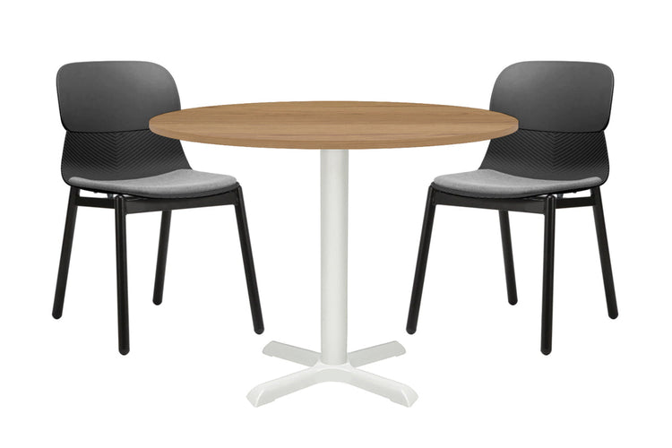 Universal Round Meeting Table [800 mm] Jasonl White leg salvage oak 