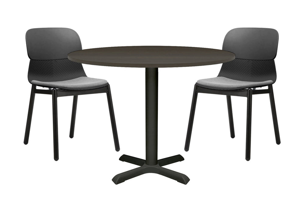 Universal Round Meeting Table [800 mm]-Black leg dark oak 