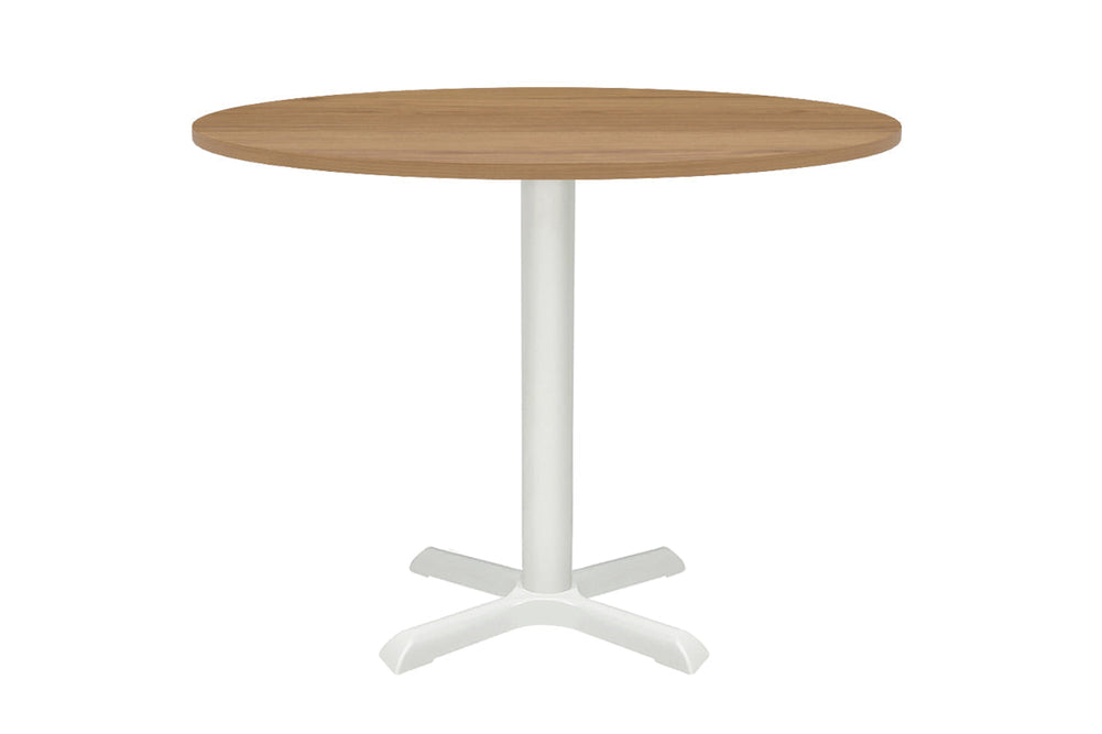 Universal Round Meeting Table [800 mm]-White leg dark oak 