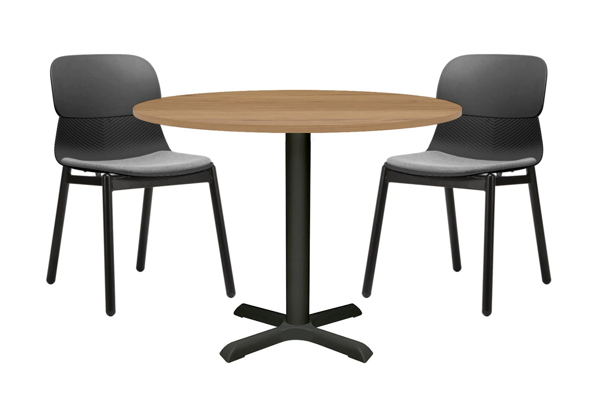 Universal Round Meeting Table [800 mm] Jasonl Black leg salvage oak 