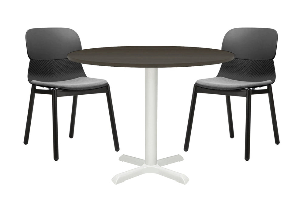 Universal Round Meeting Table [800 mm]-White leg dark oak 