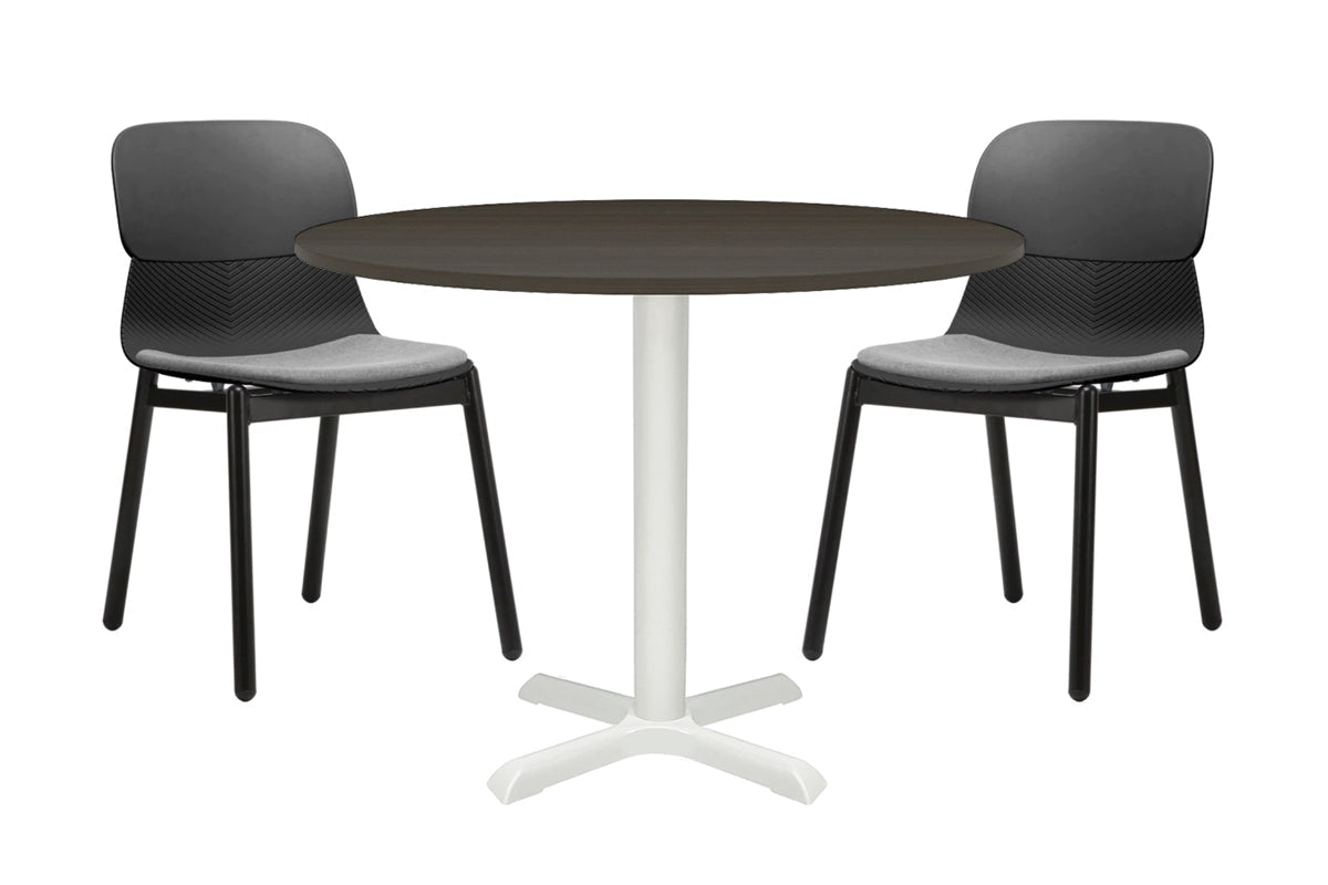 Universal Round Meeting Table [800 mm] Jasonl White leg dark oak 