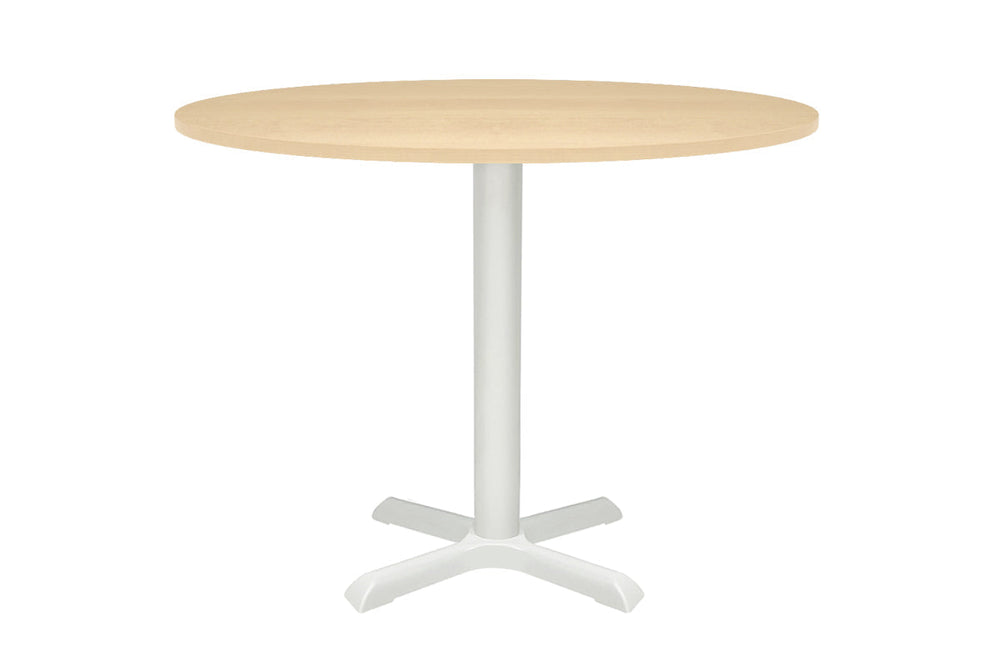 Universal Round Meeting Table [800 mm]-White leg dark oak 
