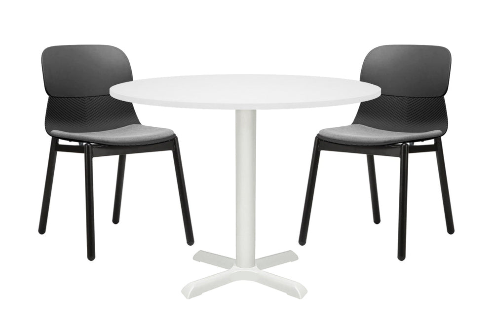 Universal Round Meeting Table [800 mm]-White leg white 