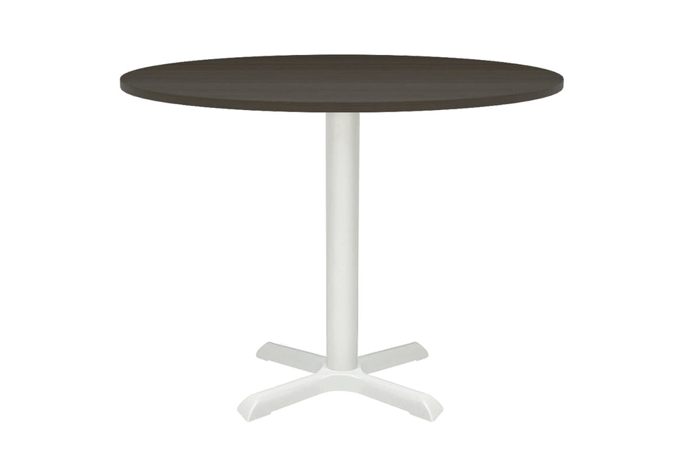 Universal Round Meeting Table [800 mm]-White leg dark oak 