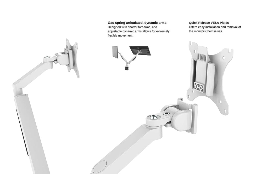 Uplifting PolarFlex Dual Monitor Arm-White  
