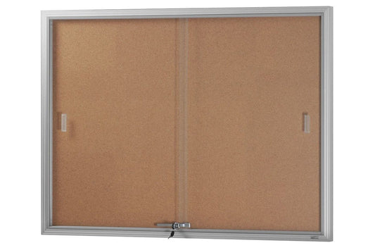 Vision Cork Notice Board Sliding Glass Door Silver Frame Vision 1220 x 915 