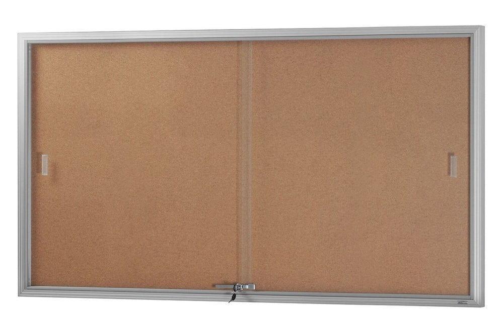 Vision Cork Notice Board Sliding Glass Door Silver Frame-1525 x 915  