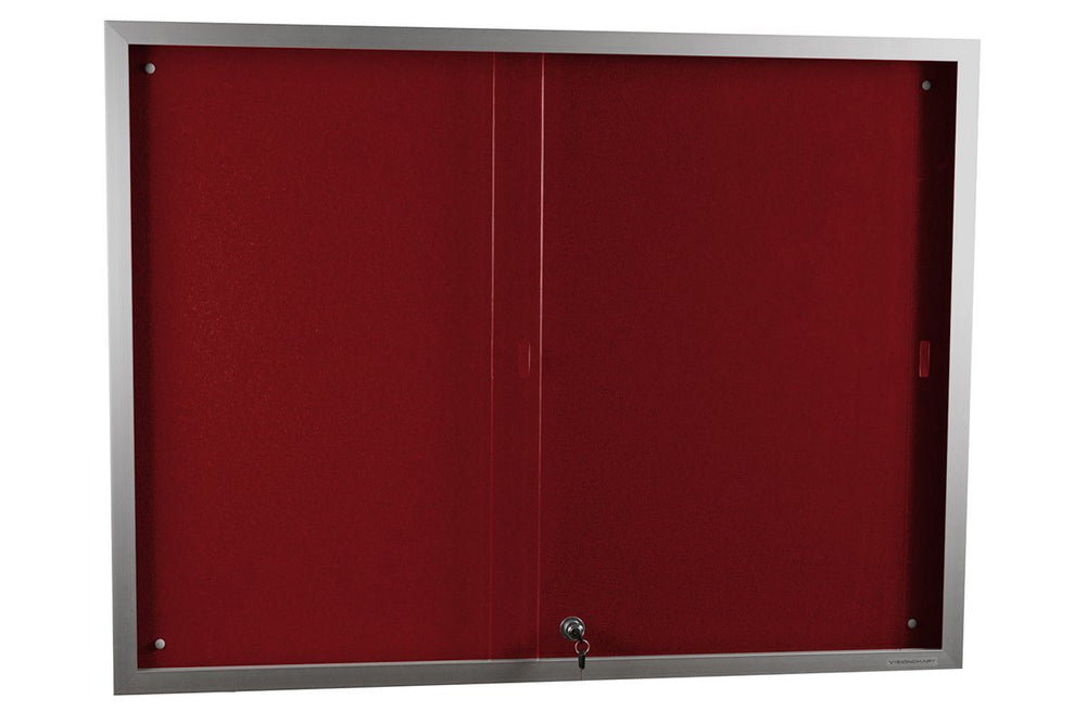 Vision Felt Notice Board Sliding Door [900H x 1500W]-burgundy  