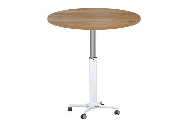 Vision Height Adjustable Round Sit Stand Meeting Table [600mm] Vision salvage oak 