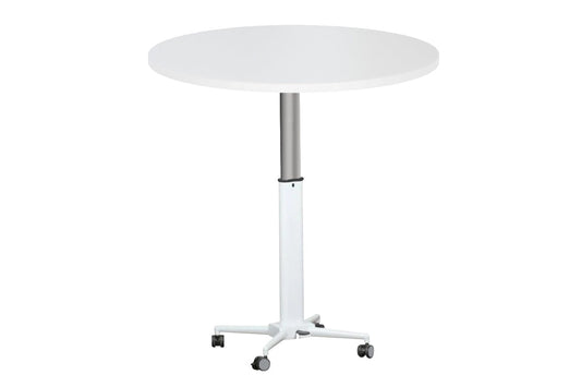 Vision Height Adjustable Round Sit Stand Meeting Table [600mm] Vision white 