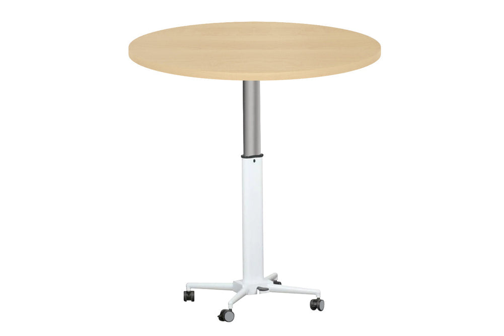 Vision Height Adjustable Round Sit Stand Meeting Table [700mm]-maple  