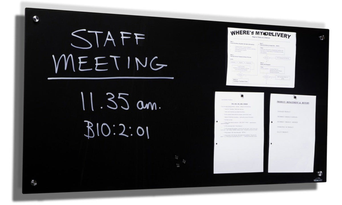 Vision Magnetic Glass Board Black Frameless-1800 x 1200  
