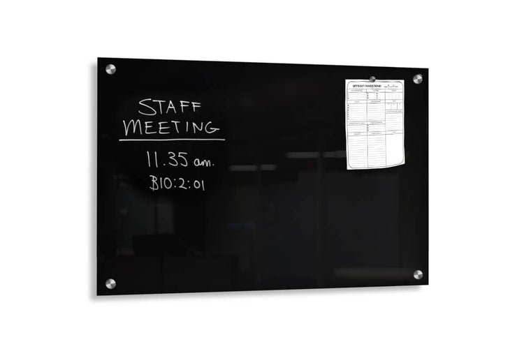 Vision Magnetic Glass Board Black Frameless Vision 1200 x 600 