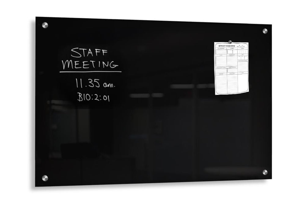 Vision Magnetic Glass Board Black Frameless-1800 x 1200  
