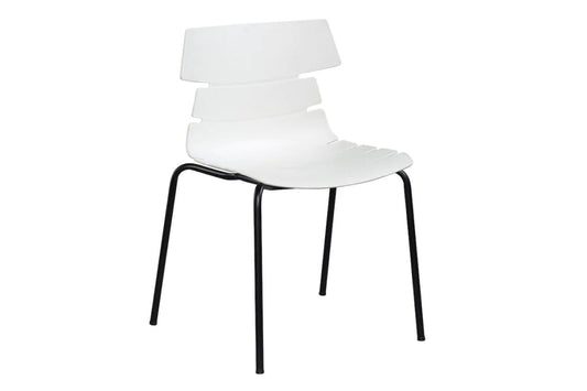 Wave Plastic Chair - 4 Leg Base Jasonl black leg white 