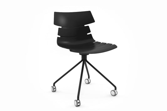 Wave Plastic Chair - Mobile Base Jasonl black leg black 