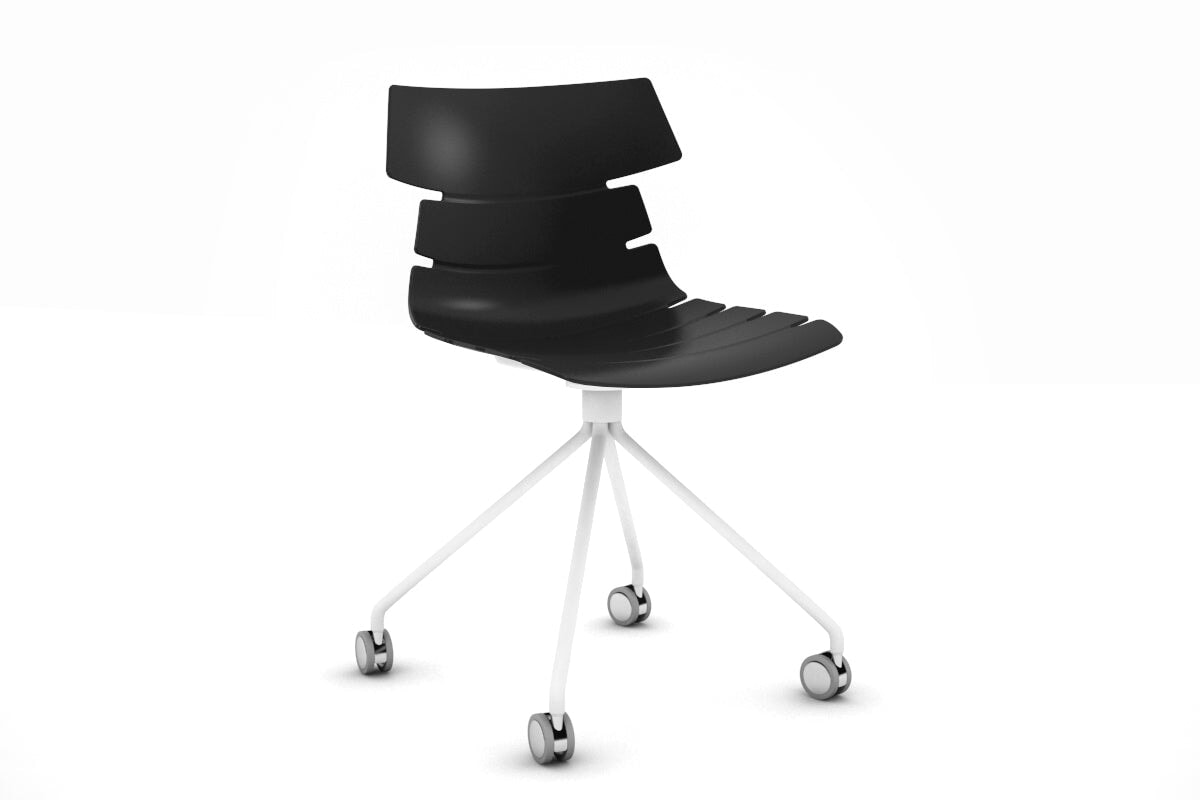 Wave Plastic Chair - Mobile Base Jasonl white leg black 